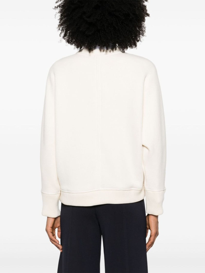 Max Mara Ribbed Neckline Sweatshirt With Embroidered Logo