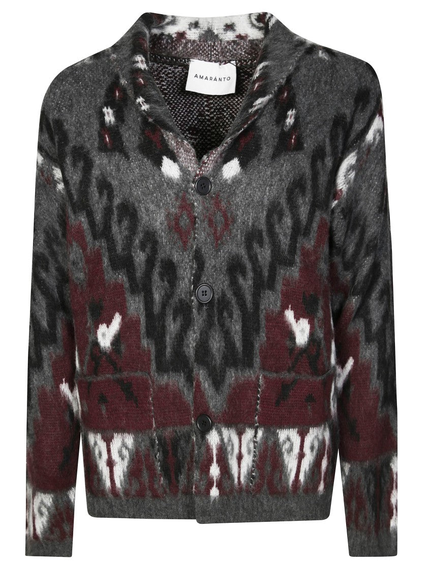 Amaranto Textured Jacquard Cardigan With Button-Up Front