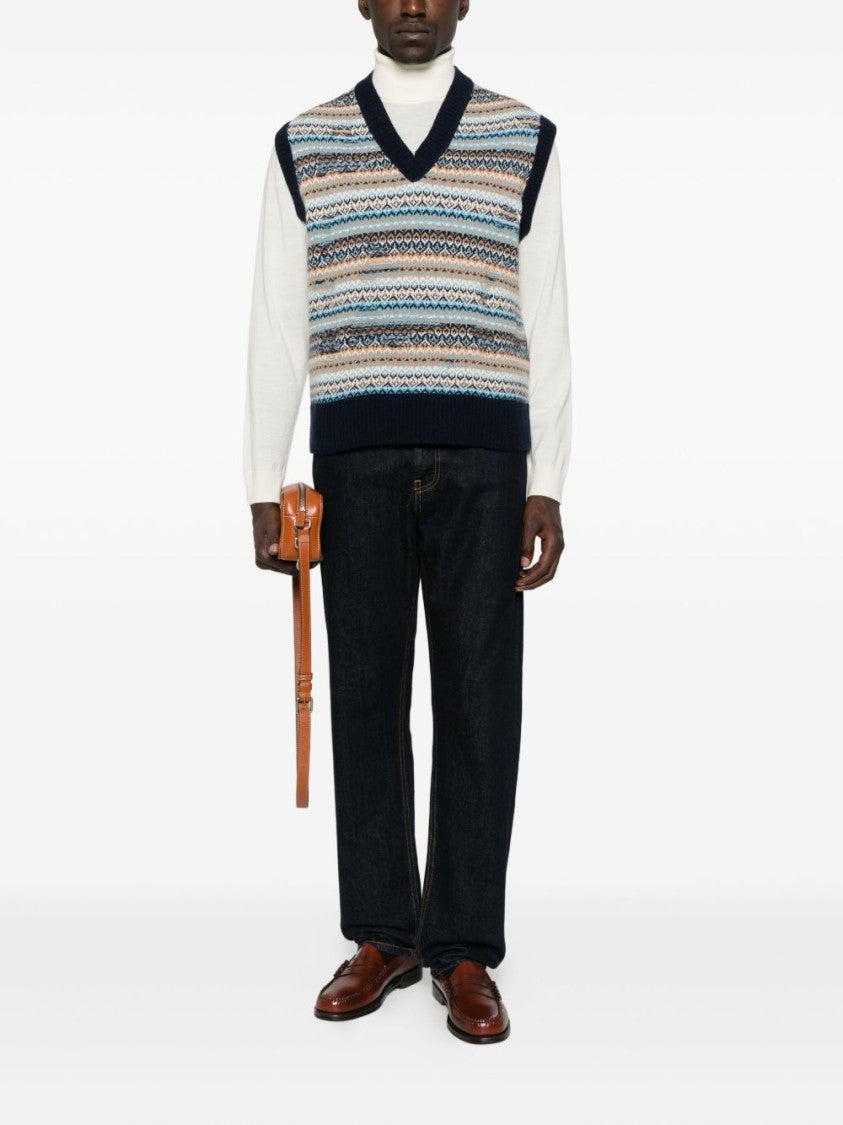 Daniele Fiesoli Multicolour Striped Wool Sweater Vest