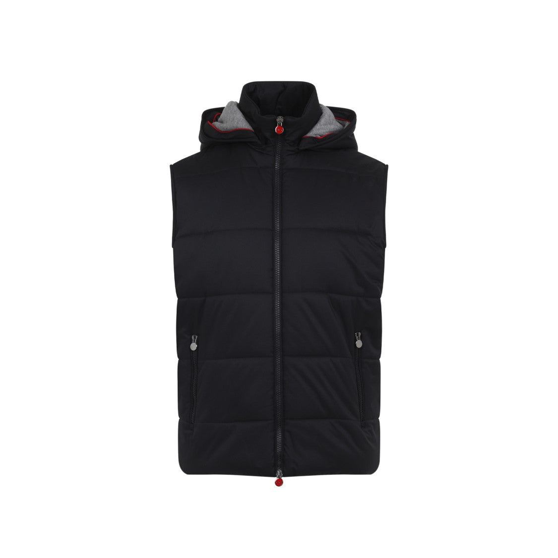 Kiton Hooded Quilted Jacket With Material Blend