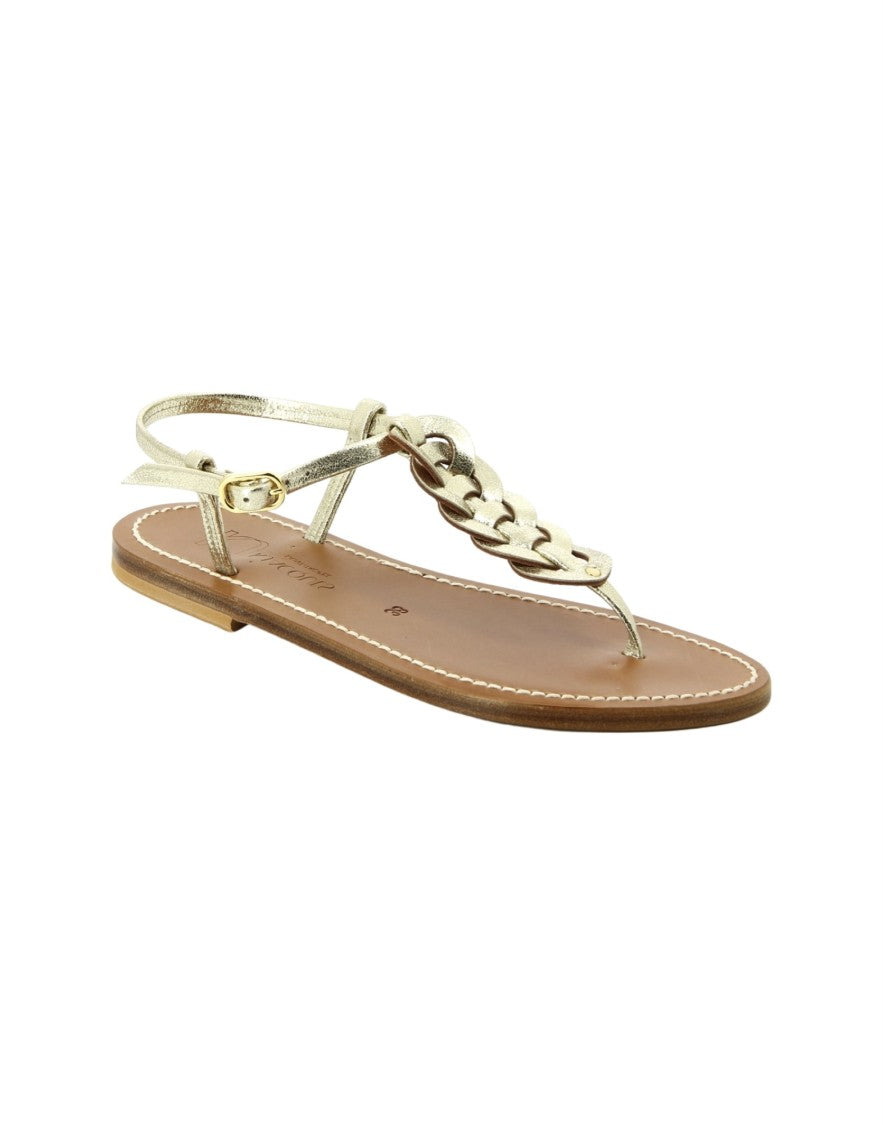 K Jacques St Tropez Braided Thong Sandals In Metallic Finish