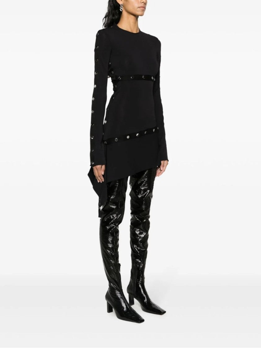 The Attico Asymmetrical Black Mini Dress