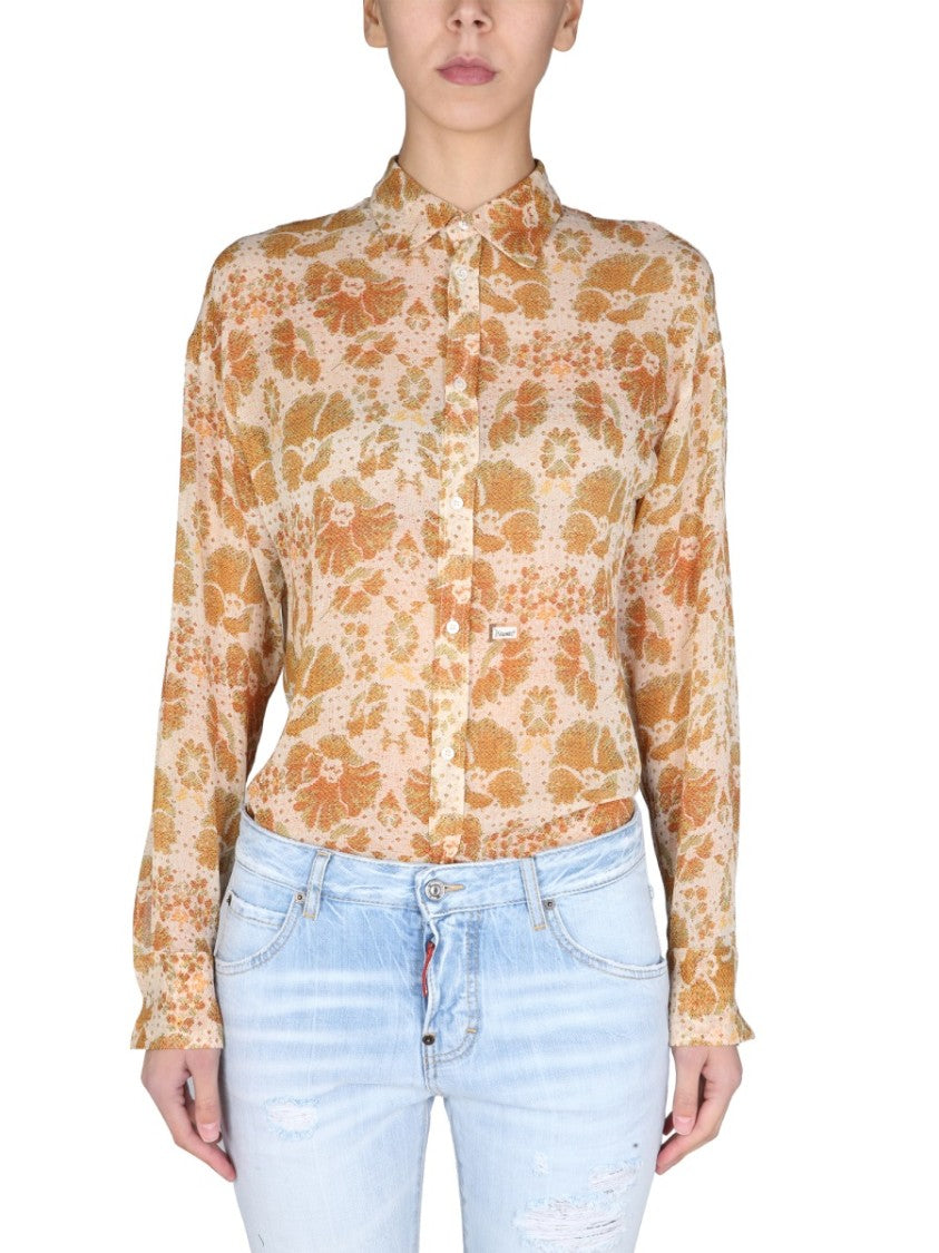Dsquared2 Textured Crepe Shirt With Classic Collar