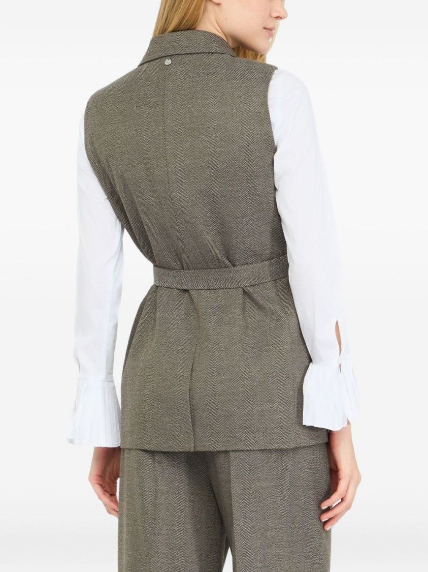 Liu Jo Tailored Sleeveless Jacket With Belted Waist