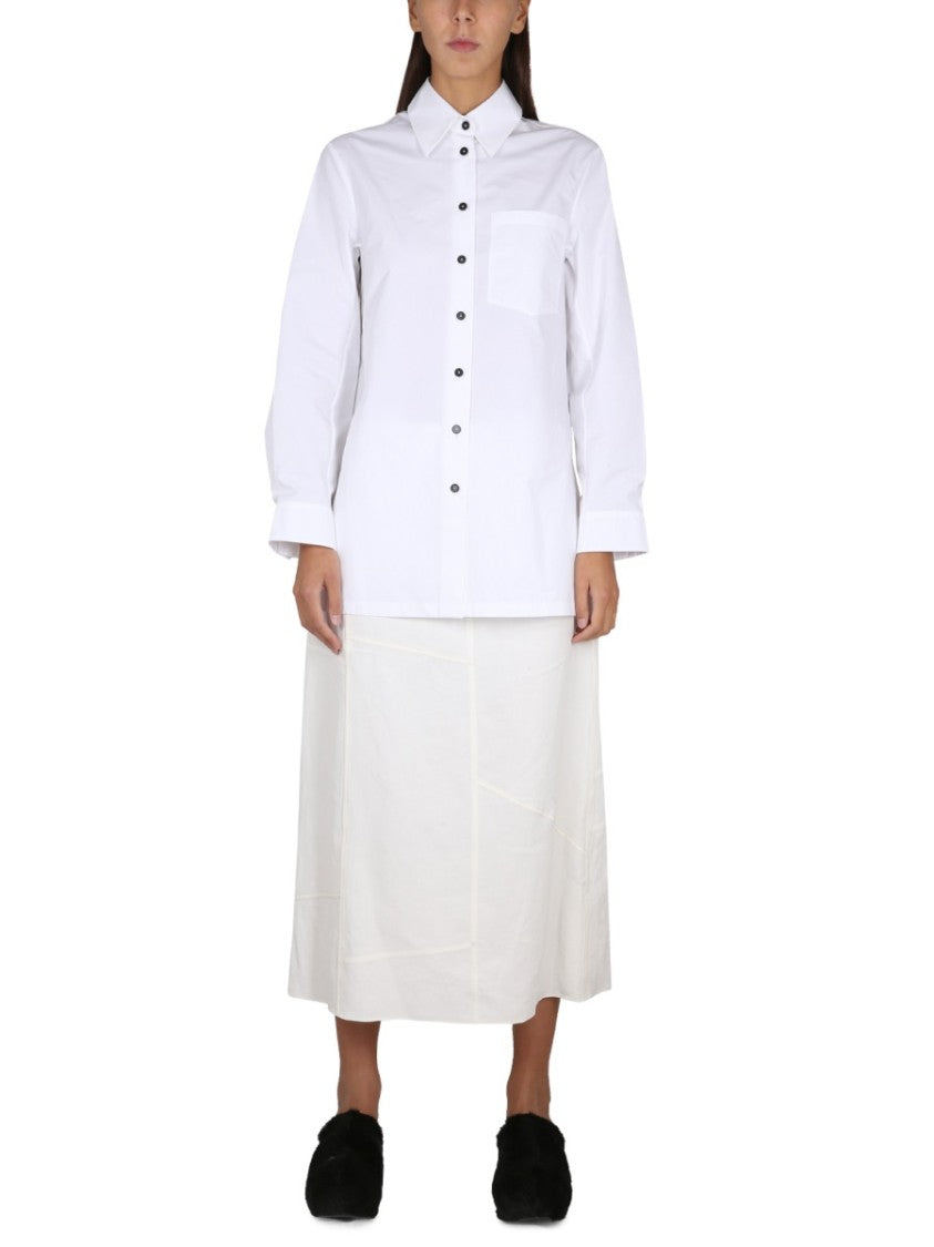 Jil Sander Patchwork Cotton Maxi Skirt With Flowing Silhouette