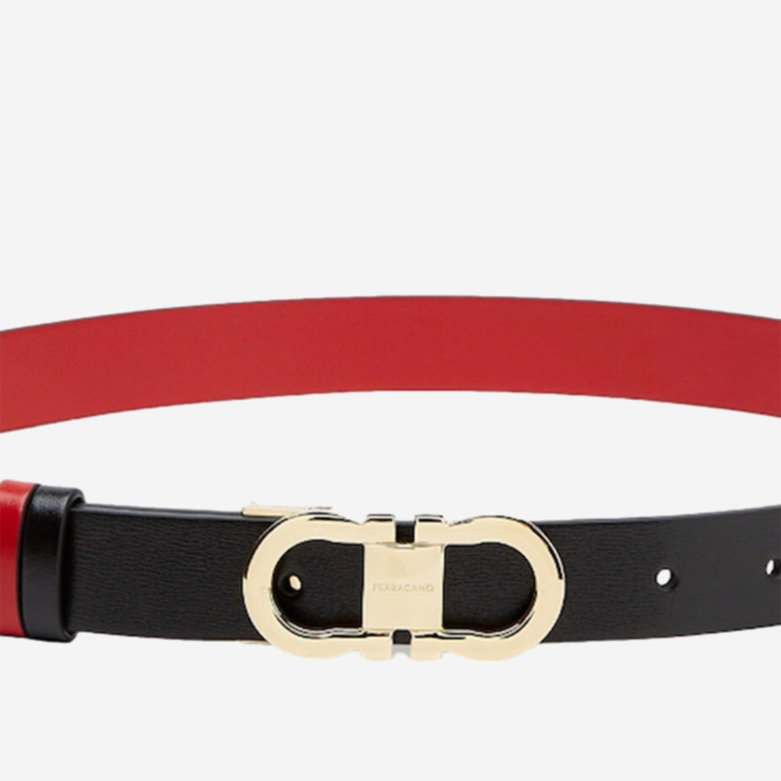 Salvatore Ferragamo Reversible Leather Belt With Gold-Tone Double Gancini Buckle