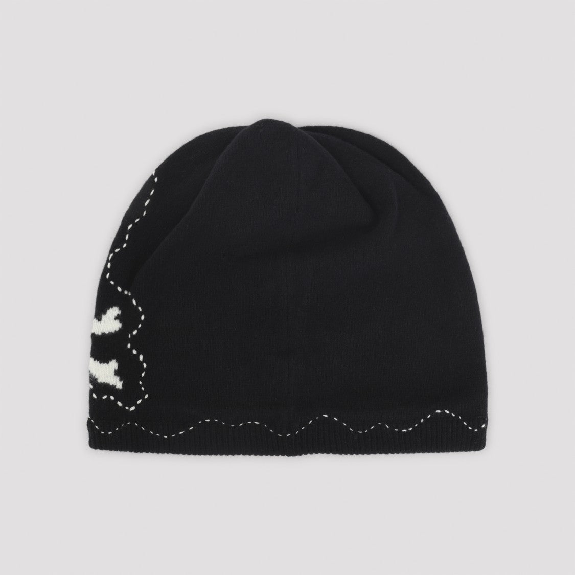 Mastermind Ribbed Black Wool Beanie With Iconic Skull Pattern