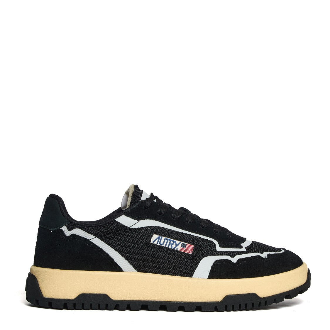 Autry Black Mesh And Suede Low-Top Sneakers