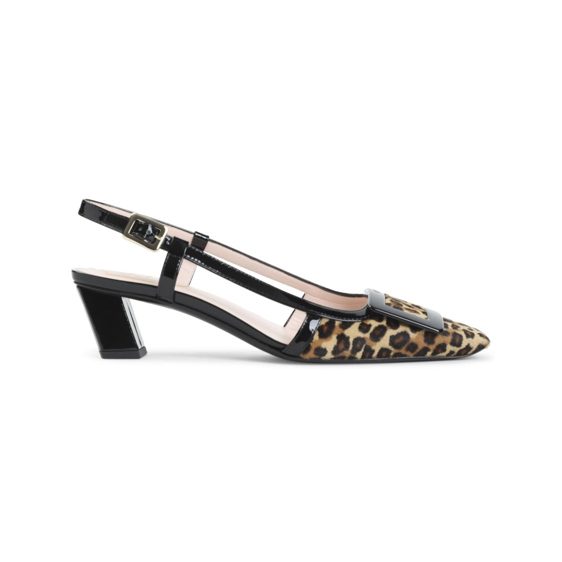 Roger Vivier Natural Black Patent Leather Bv Pony Sling Back