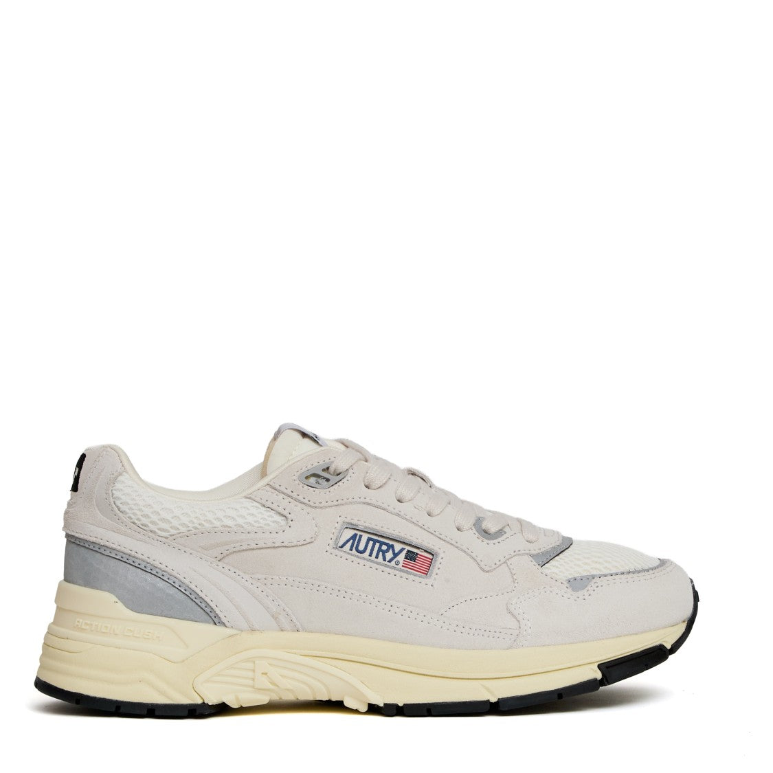 Autry Sneakers Hyperway In Mesh E Suede Bianco/Argento