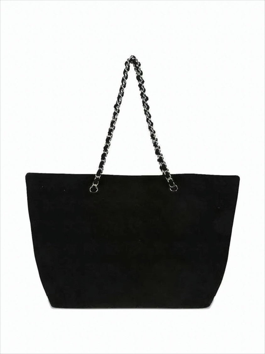 Tory Burch Rectangular Cotton Shoulder Bag With Chain-Link Straps