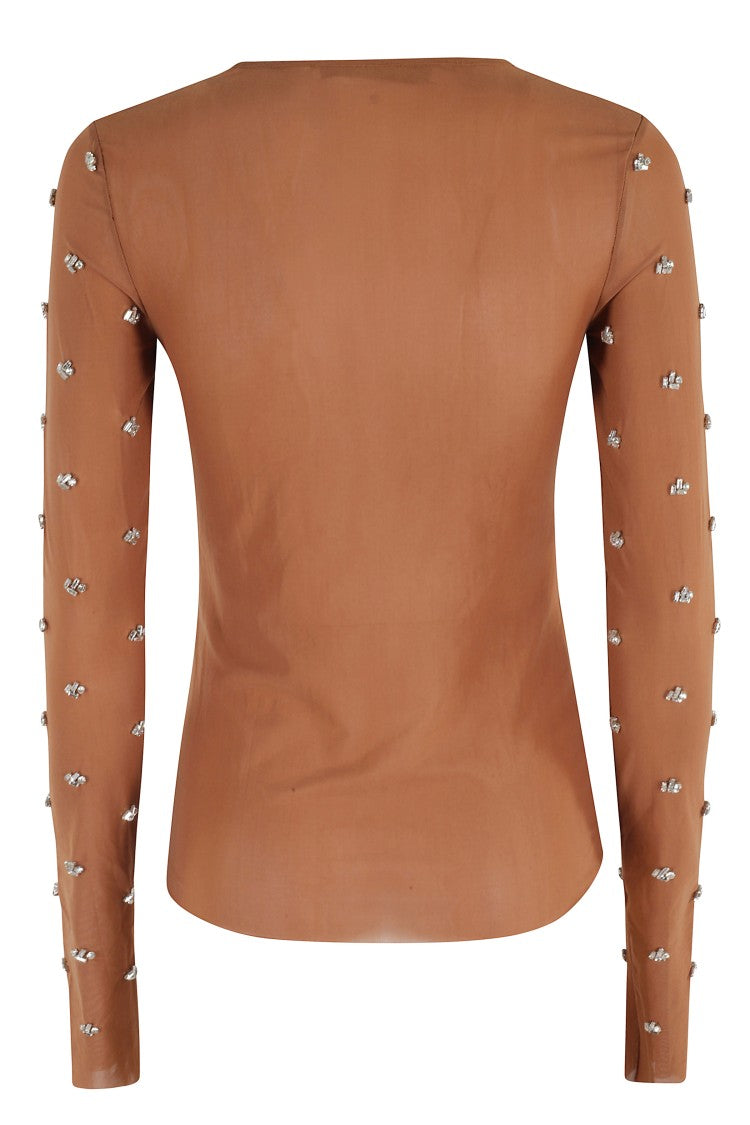 Tela Elegant Long-Sleeved Sweater With Rhinestone Application