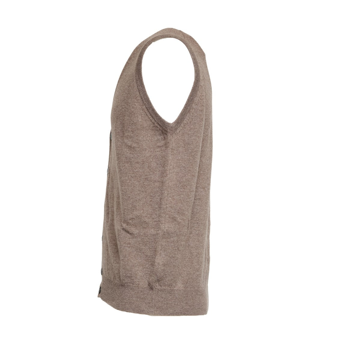 Filippo De Laurentiis Buttoned Grey Wool-Cashmere Gilet With Ribbed Detailing