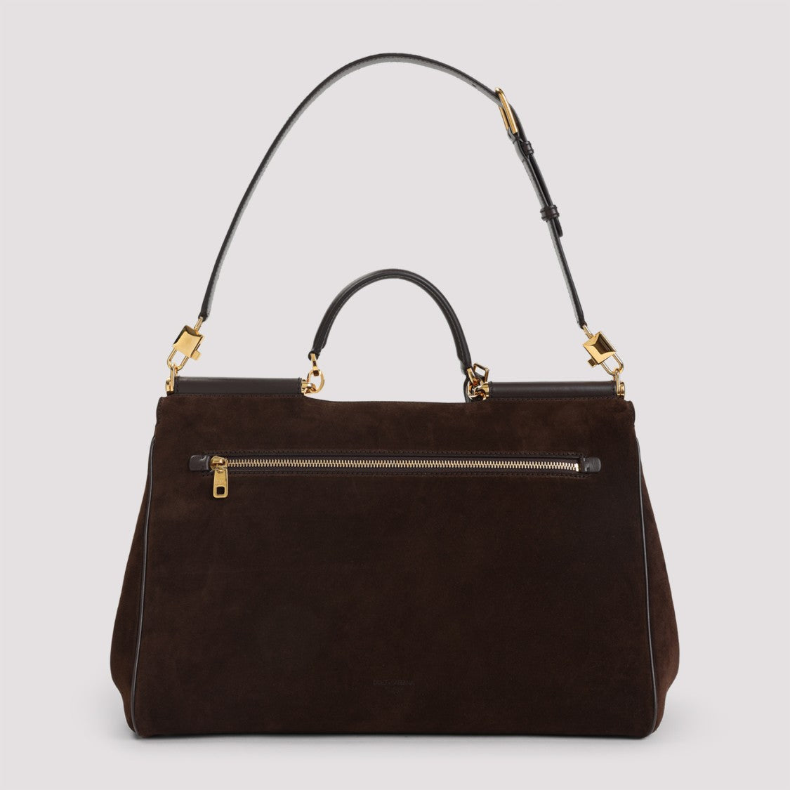 Dolce & Gabbana Ebony Brown Calf Leather Sicily Soft Suede Bag