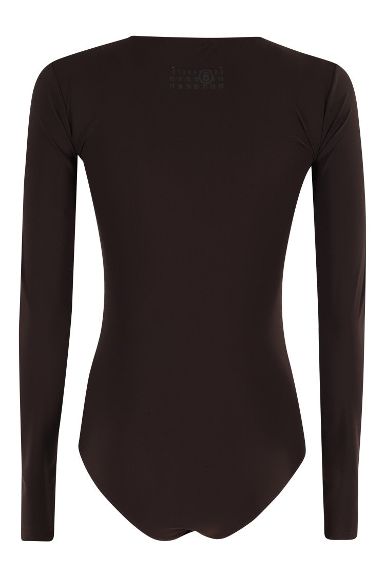 Mm6 By Maison Margiela Sleek Brown Body With Long Sleeves