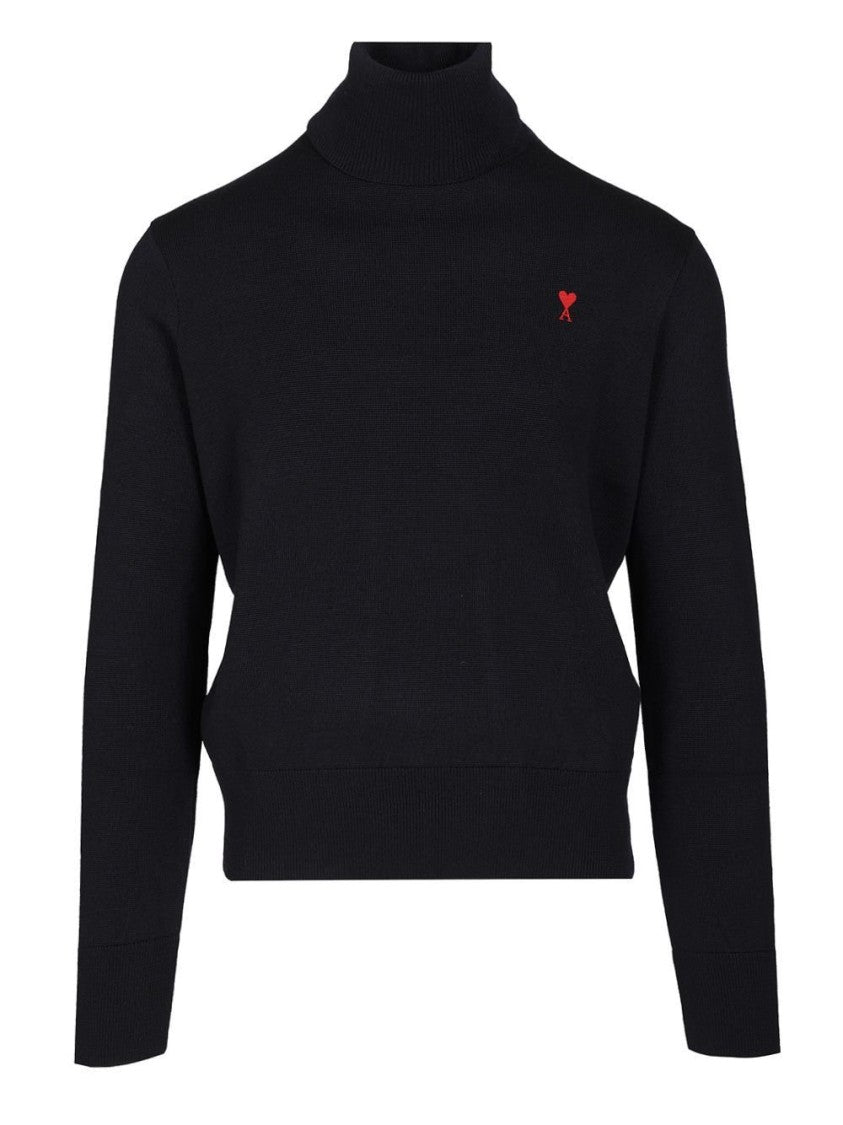 Ami Fitted Merino Wool Turtleneck Sweater
