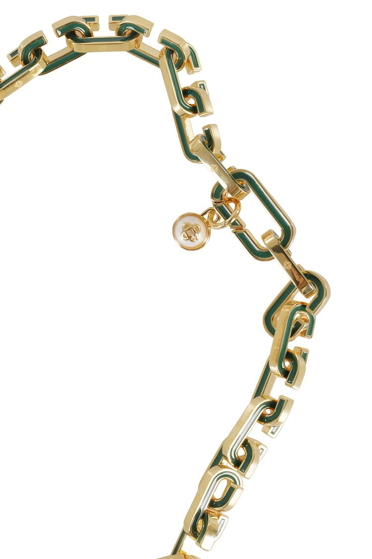 Casablanca C Link Necklace With Gold-Plated Brass And Green Enamel Accents