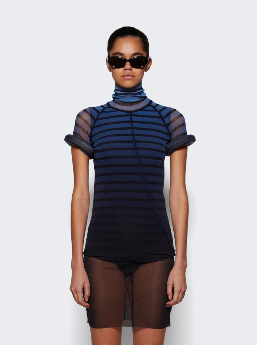 Jean Paul Gaultier Mesh 3D Short Dress Blue