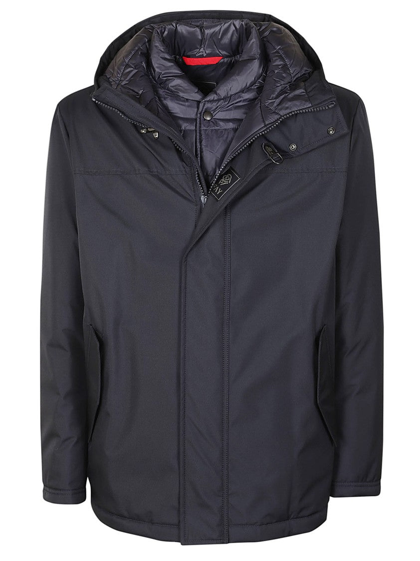 Fay Black Hooded Jacket With Padded Interior