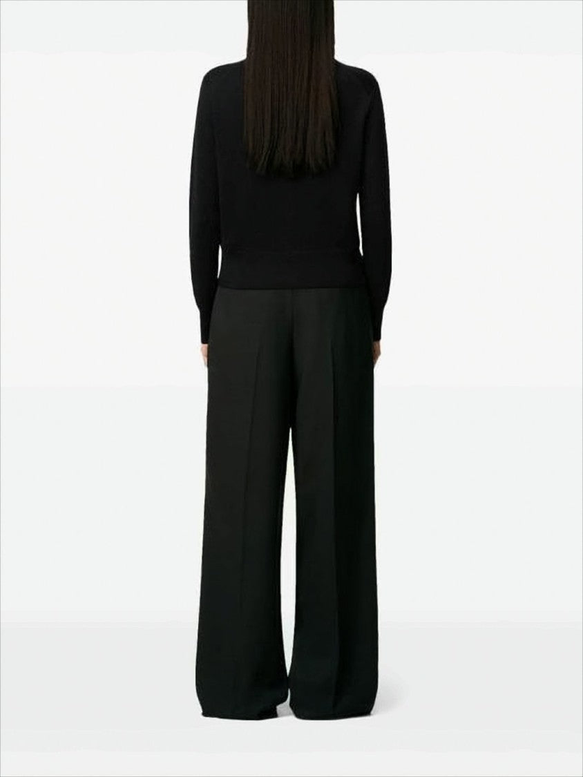 Ami Cropped Black Wool Cardigan With Round Neckline