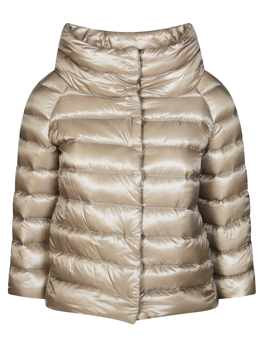 Herno Quilted Midi-Length Puffer Coat With High Collar And Zip Closure