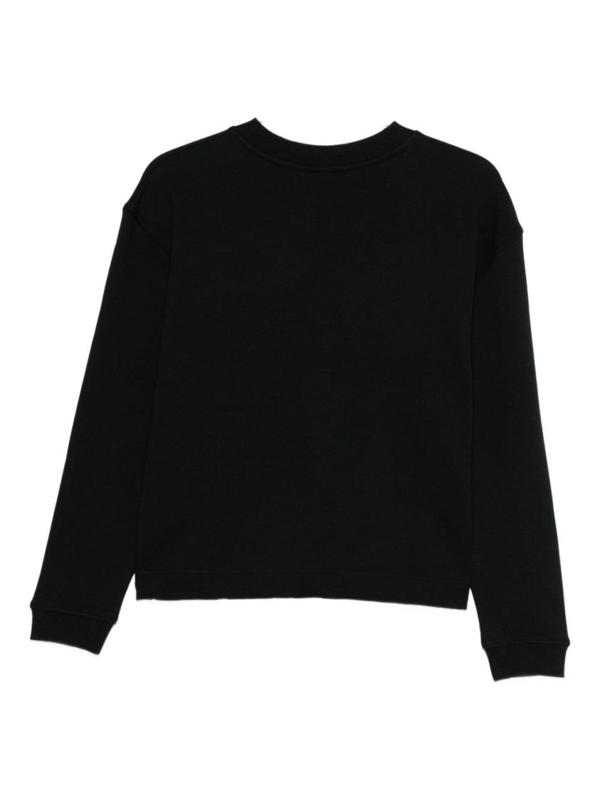 Moschino Relaxed Fit Black Cotton Sweatshirt With Embroidered Logo