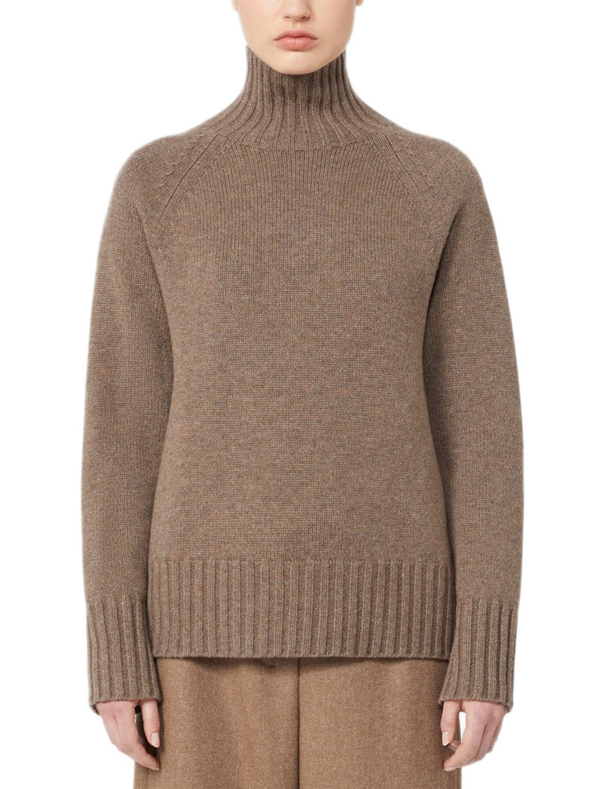 Max Mara Boxy Brown Wool-Cashmere Turtleneck Sweater