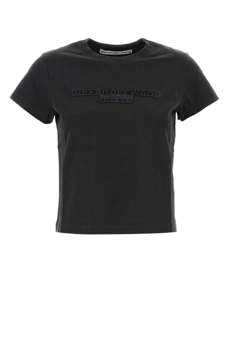 Alexander Wang Cropped Reverse Embroidery Logo T-Shirt