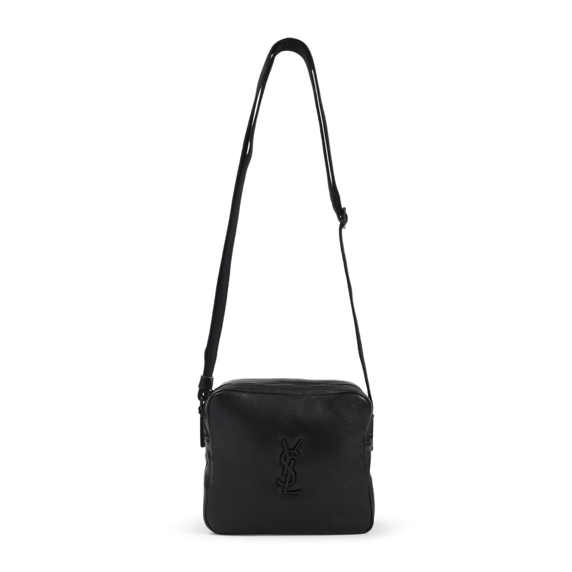 Saint Laurent Structured Black Nappa Leather Crossbody Bag