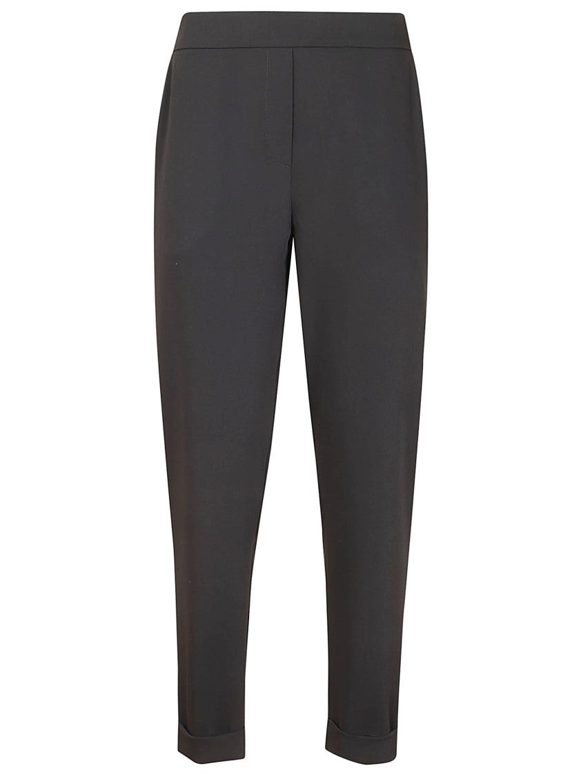 P.A.R.O.S.H. Tapered Black Tailored Pants With Elastic Waistband
