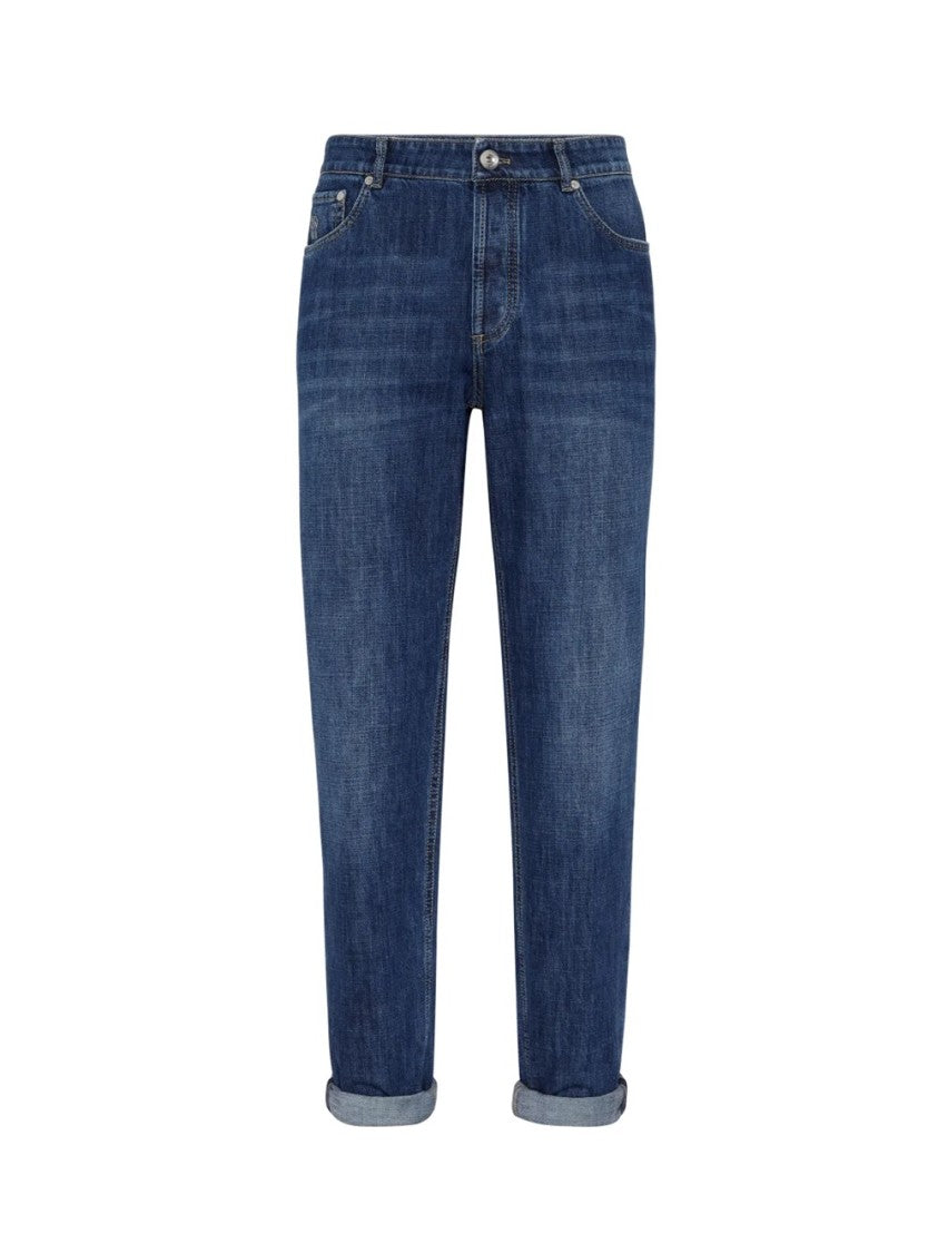 Brunello Cucinelli Relaxed-Fit Denim Trousers With Rolled Cuffs
