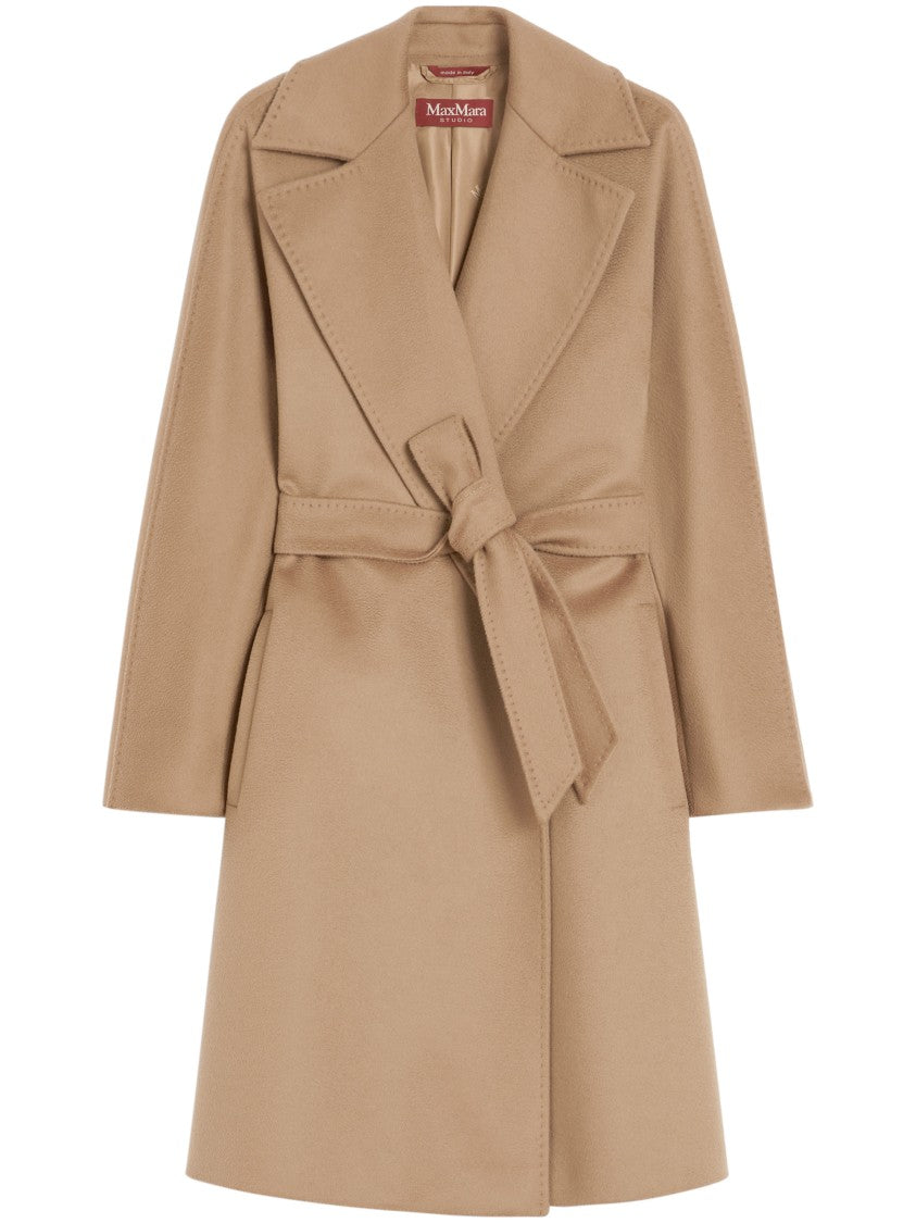 Max Mara Camel-Toned Tailored Coat With Self-Tie Belt