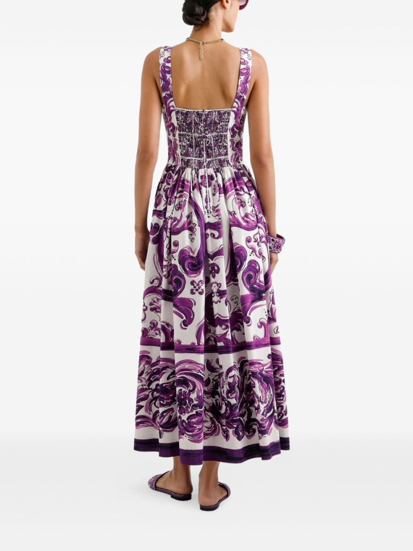 Dolce & Gabbana Baroque-Inspired Midi Dress With Sweetheart Neckline