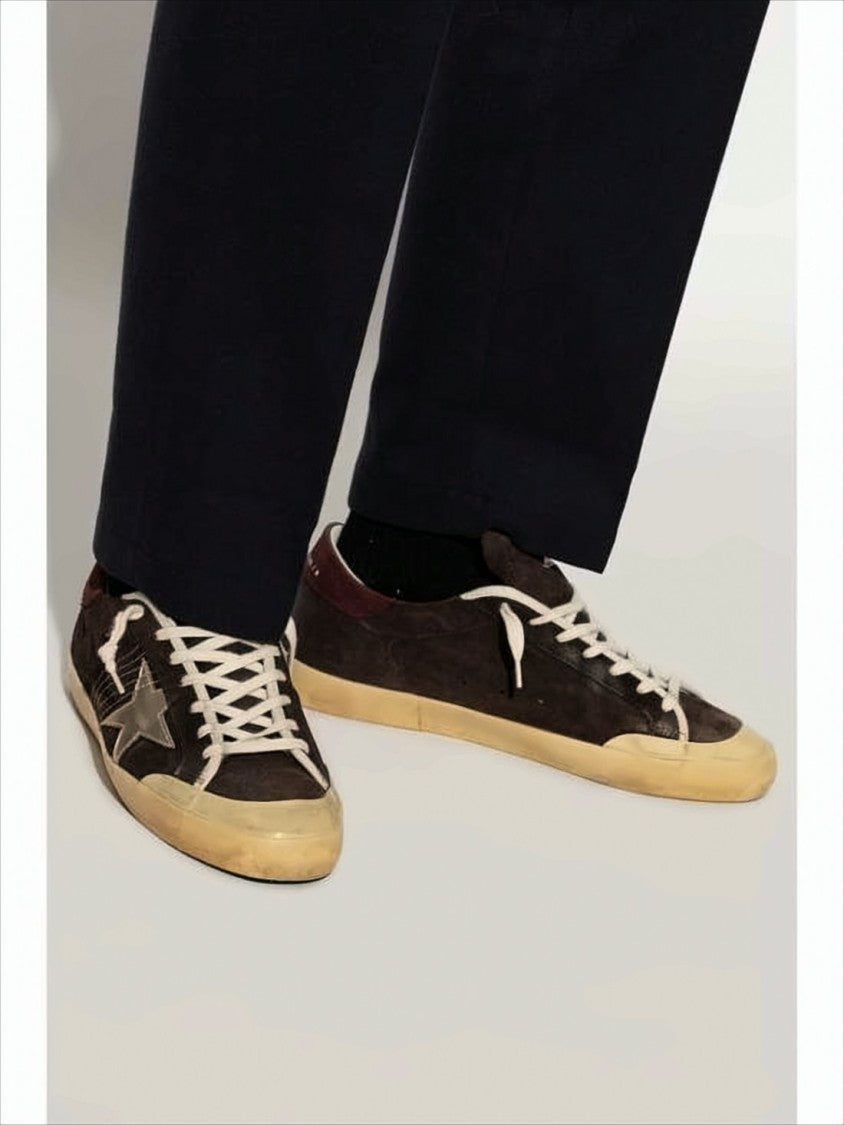 Golden Goose Distressed Black Suede Low-Top Sneakers With Contrasting Star Emblem