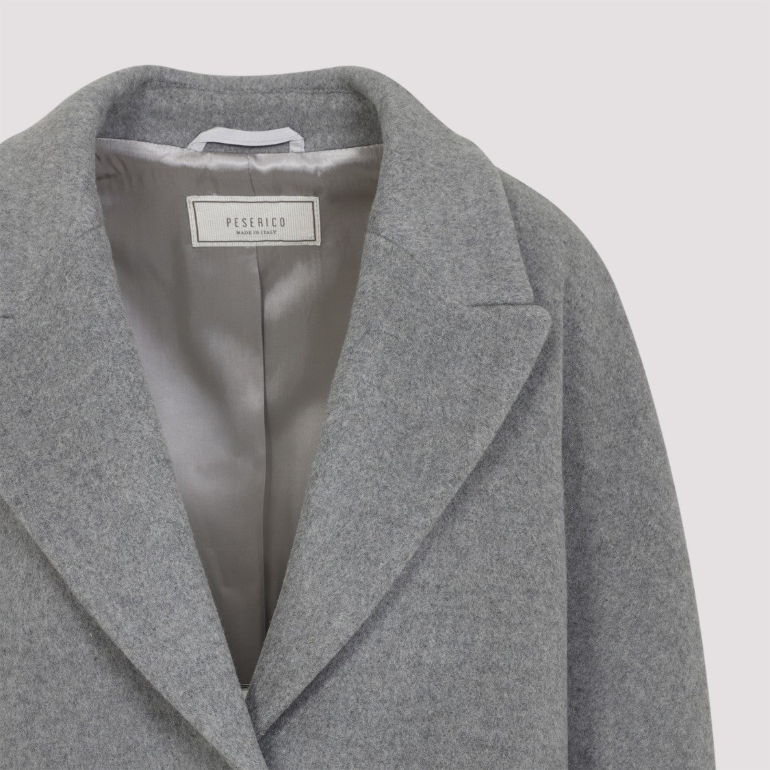 Peserico Cocoon Grey Virgin Wool Coat