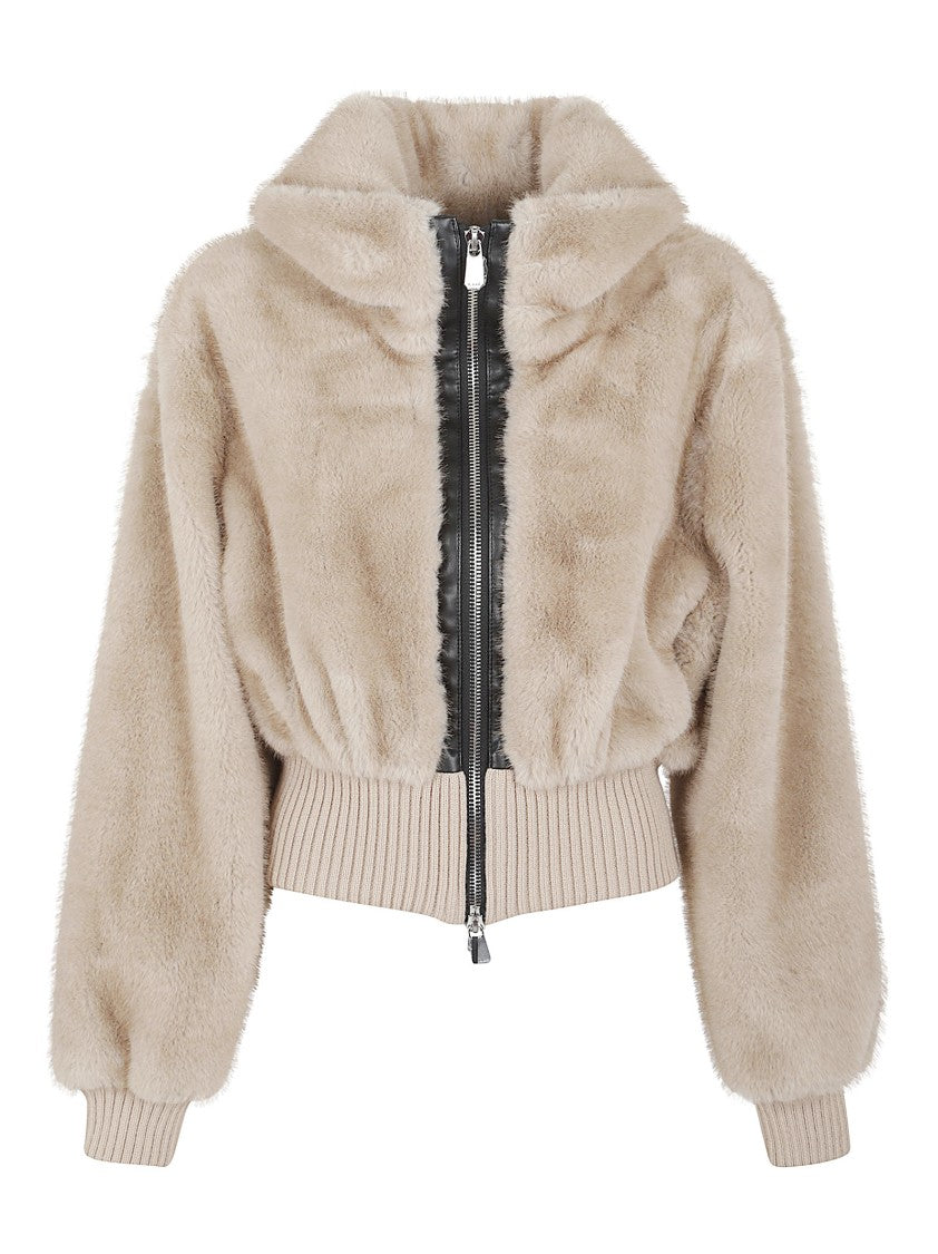 Pinko Bagels Faux Fur Bomber Jacket