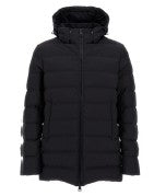Herno Padded Black Coat With Hood And Zip Closure