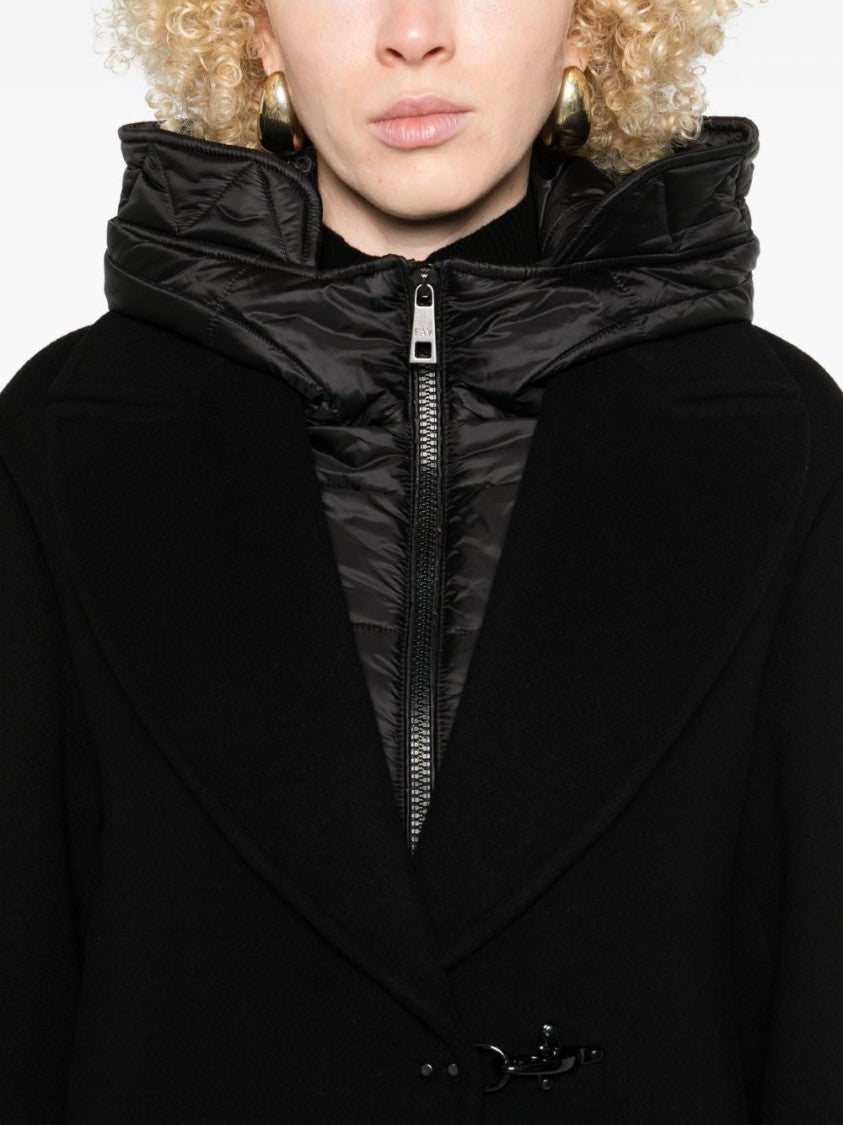 Fay Tailored Black Wool Blend Giacconi Coat
