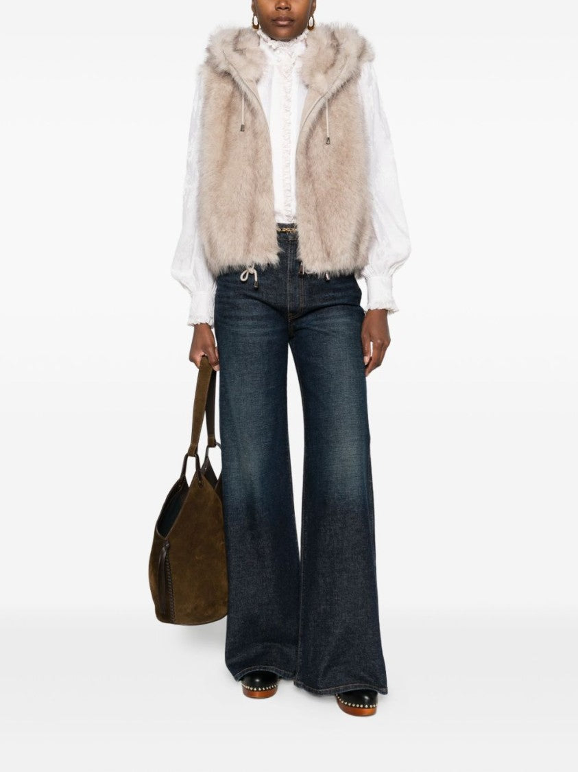 Valentini 1972 Short Sleeveless Coat With Plush Faux Fur