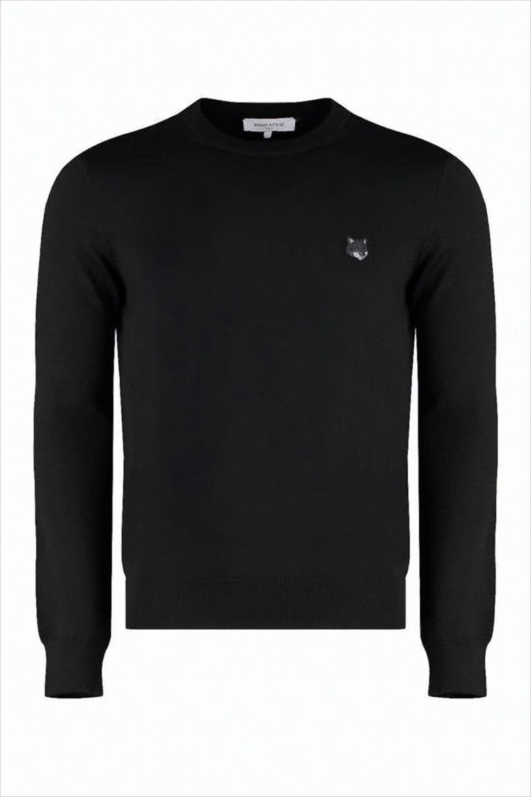 Maison Kitsuné Minimalist Black Long-Sleeve Wool Sweater