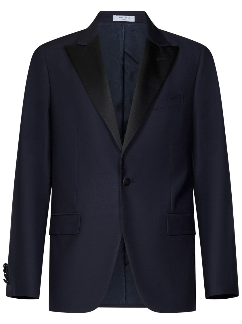 Boglioli Dark Blue Stretch Virgin Wool Tuxedo Suit