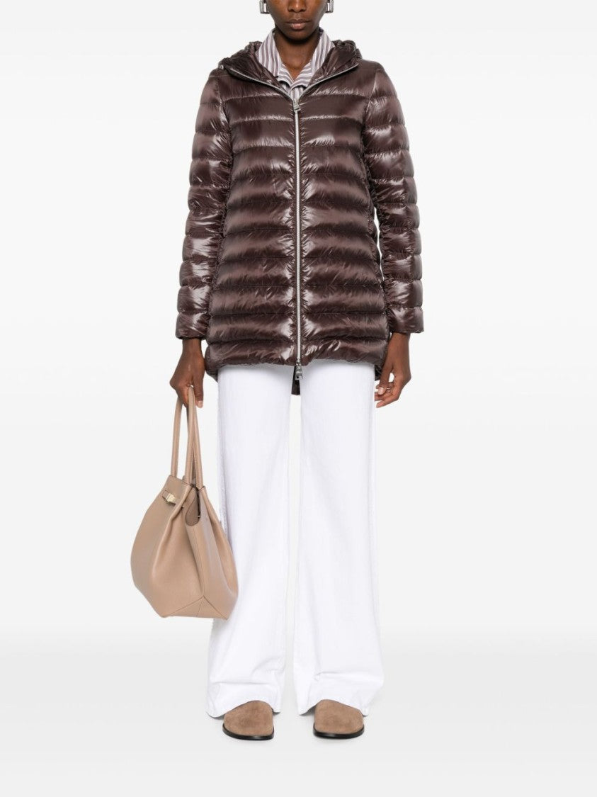 Herno Chocolate Brown Shiny Puffer Jacket