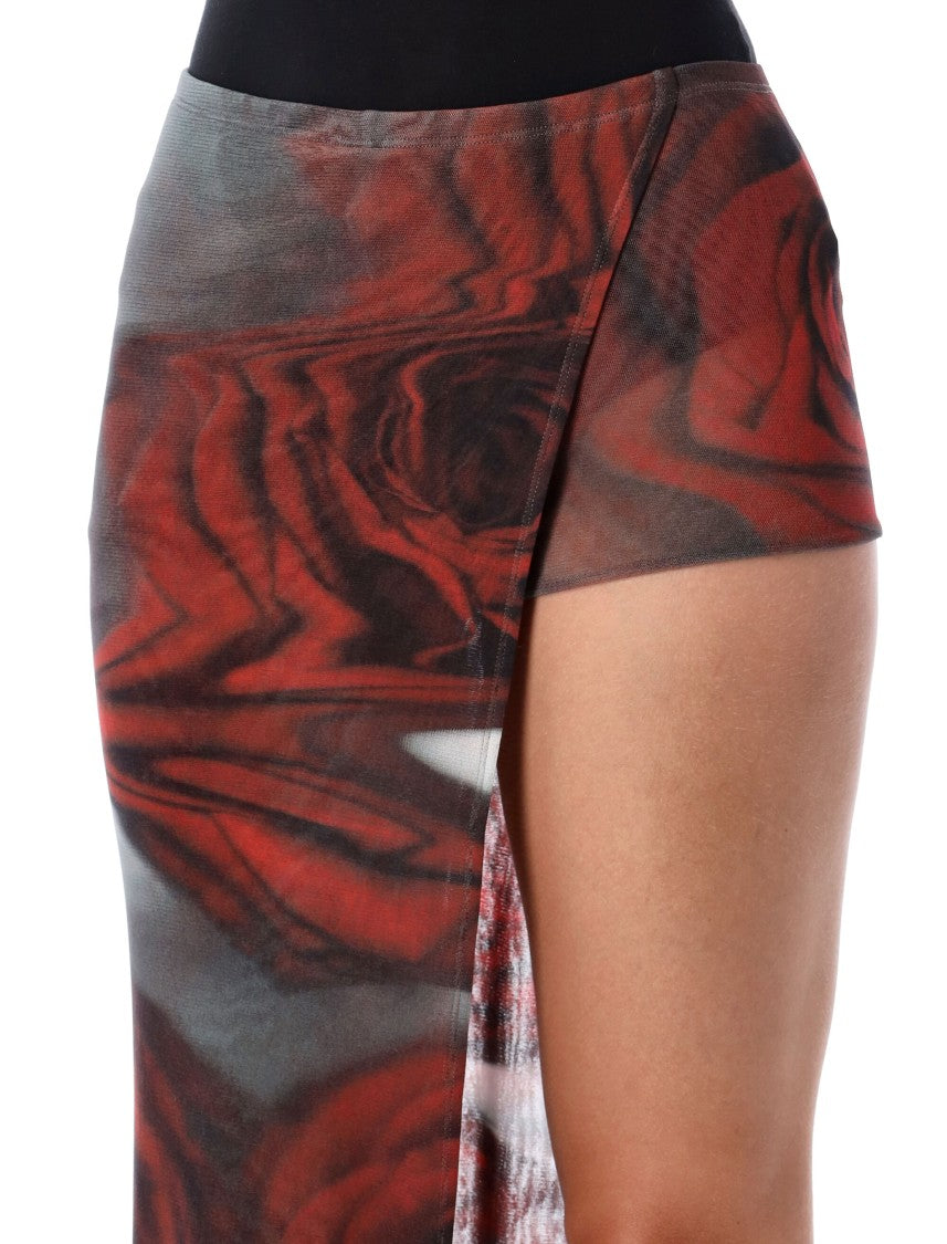 Jean Paul Gaultier Blurry Rose Midi Skirt