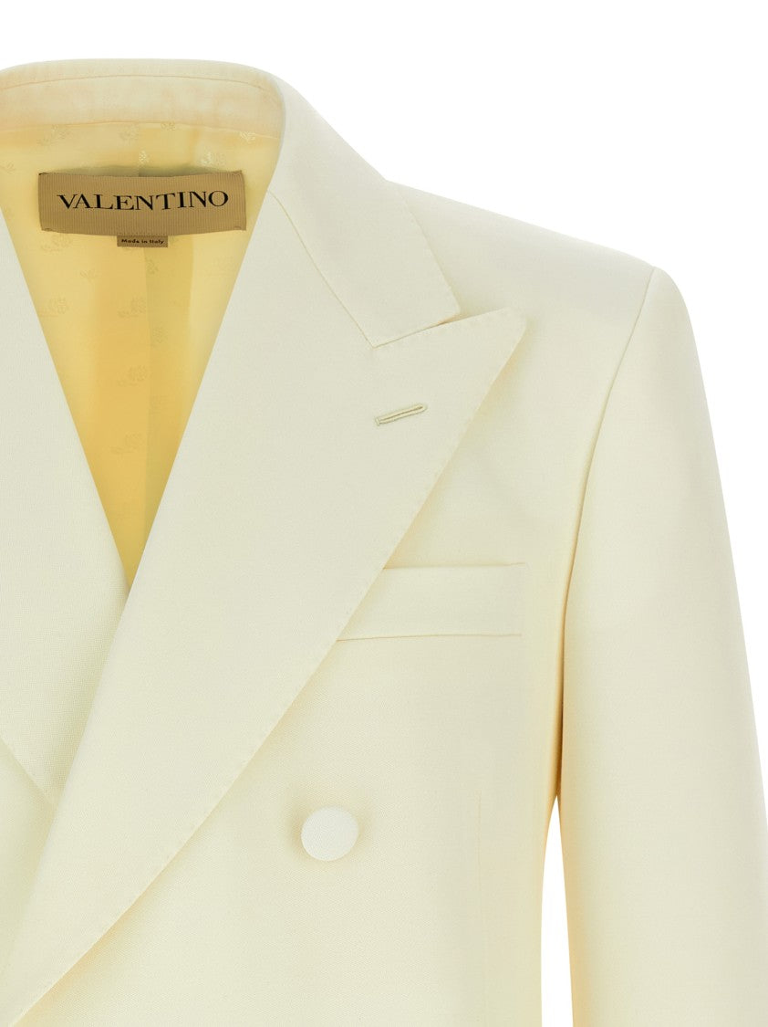 Valentino Garavani Wool Grisaille Double-Breasted Blazer With Peak Lapels