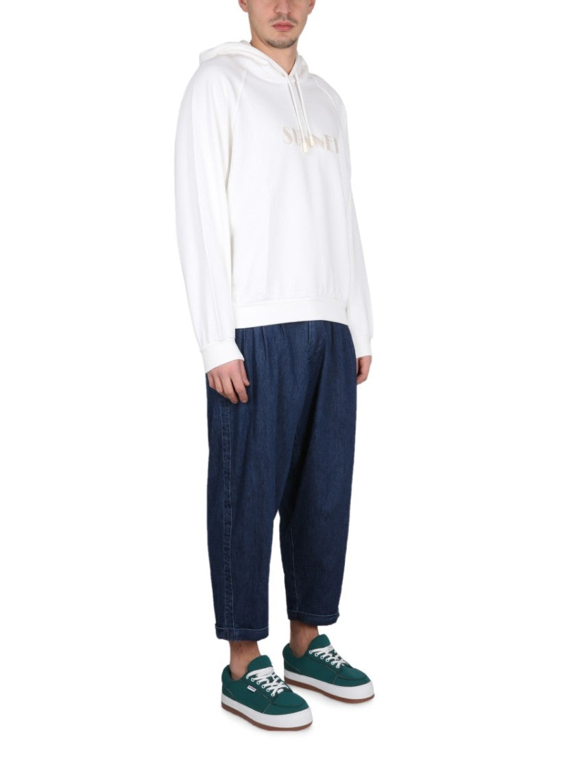 Sunnei White Drawstring Hood Sweatshirt