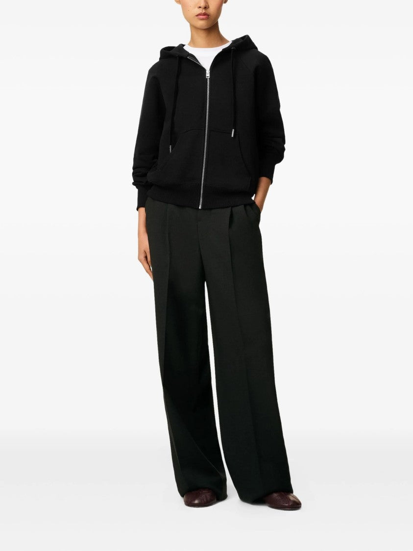 Ami Black Zip-Up Hoodie With Drawstring Hood