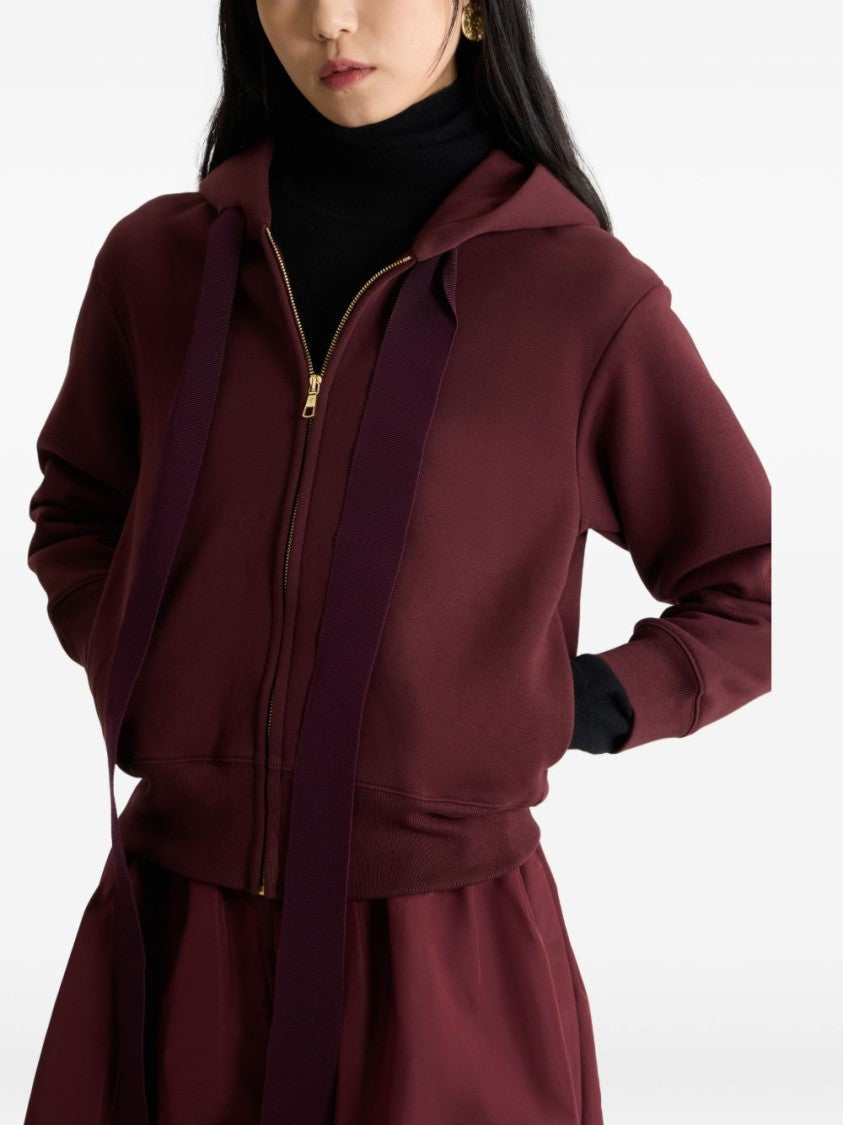 Patou Cropped Bordeaux Sweatshirt With Zip-Up Front