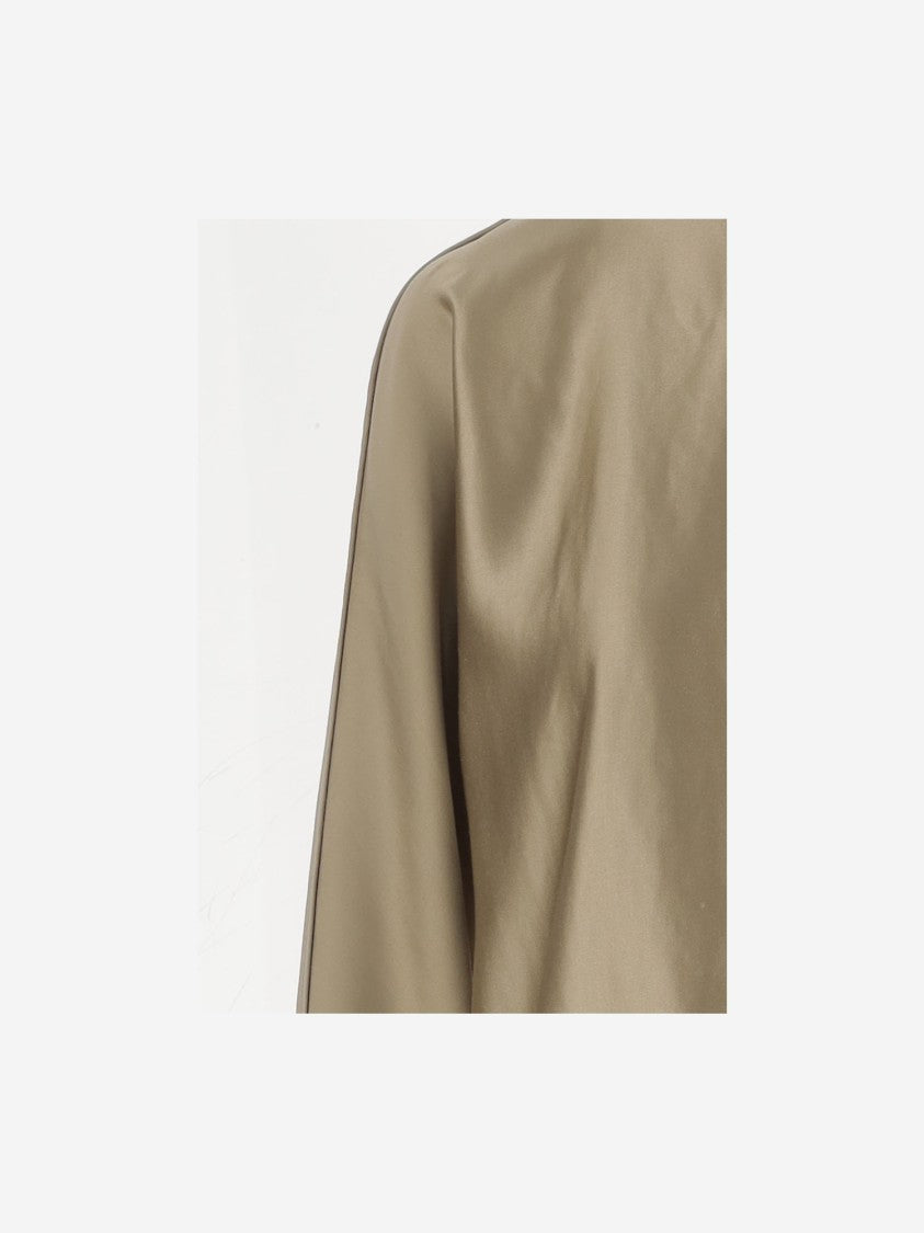 Giorgio Armani Gold Silk Knit Top With Shiny Effect And Crew Neck