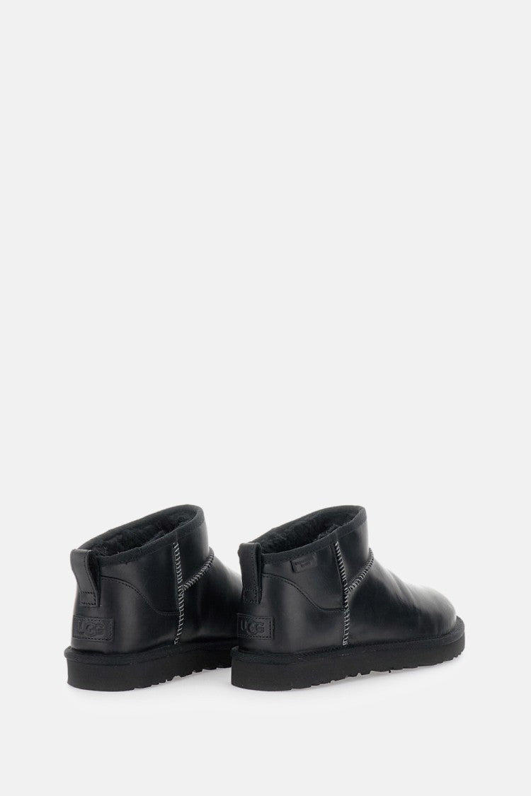 Ugg Classic Ultra Mini Leather Ankle Boots With Uggplush Lining