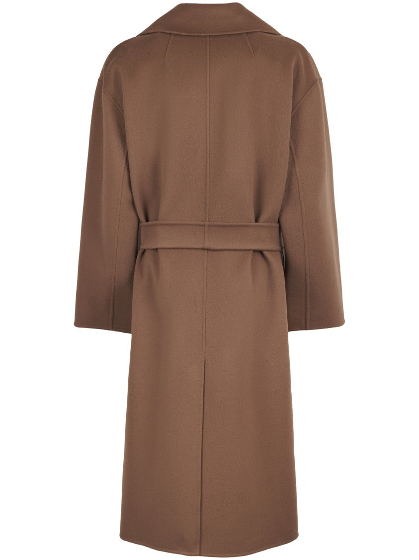 Max Mara Classic Brown Virgin Wool Coat With Tailored Fit